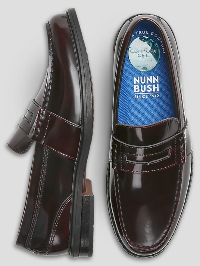 Nunn Bush Lincoln Leather Moc Toe Penny Loafers, Burgundy - Image 4 of 5