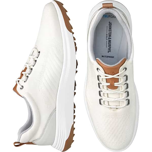 Johnston & Murphy Men's Amherst Plain Toe U-Throat Golf Shoes White Knit - Size: 11 1/2 D-Width TMW42RU15413