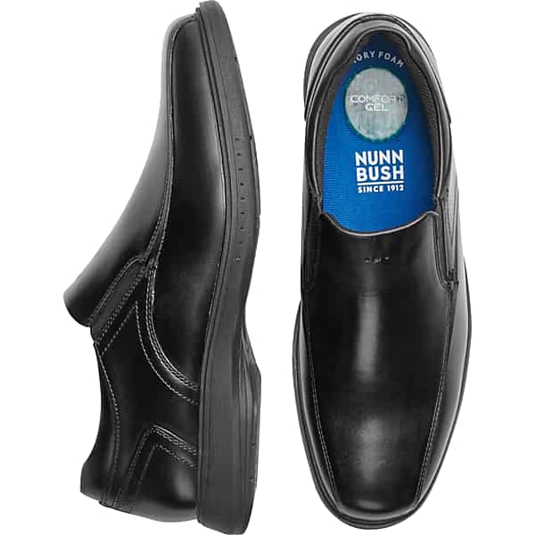 Nunn Bush Men's KORE PRO Leather Bicycle Toe Slip-On Loafers Black - Size: 12 XWIDE