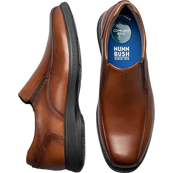 Nunn Bush Men's KORE PRO Bicycle Toe Slip Ons Cognac - Size: 11.5 D-Width