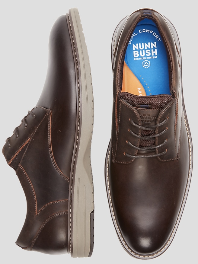 Nunn Bush Men's Griff Leather Plain Toe Oxfords , Brown