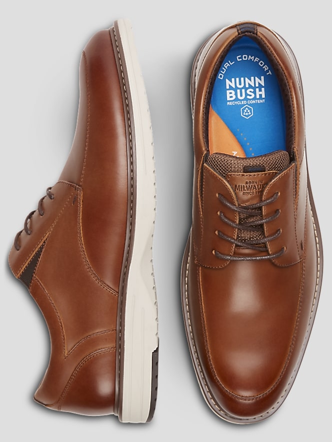 Nunn Bush Griff Leather Moc Toe Oxfords, Cognac - Image 4 of 5