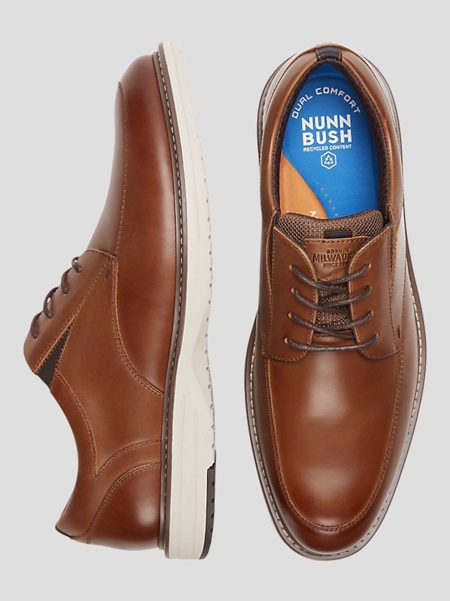 Nunn Bush Men's Griff Leather Moc Toe Oxfords , Cognac / Tan