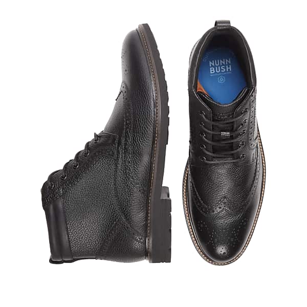 Nunn Bush Men's Odell II Leather Wingtip Lace-up Boots Black - Size: 10 D-Width