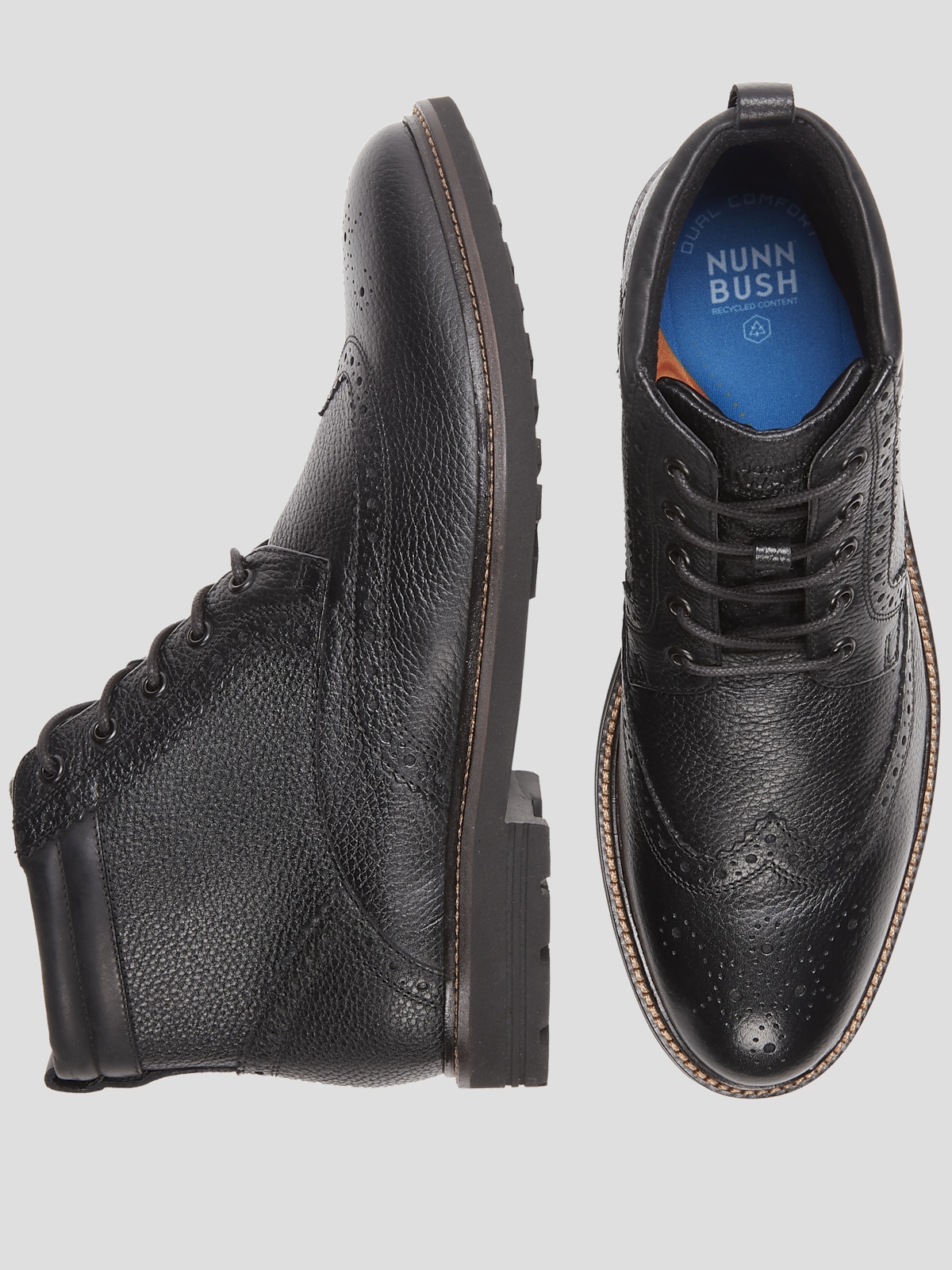 Nunn Bush Men s Odell II Wingtip Boot Black Casual Boots 7.5