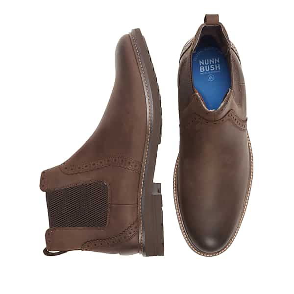 Nunn Bush Men's Otis II Leather Plain Toe Chelsea Boots Brown - Size: 8 1/2 D-Width