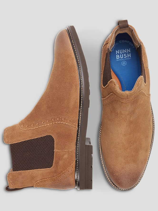 Nunn Bush Otis II Suede Plain Toe Chelsea Boots