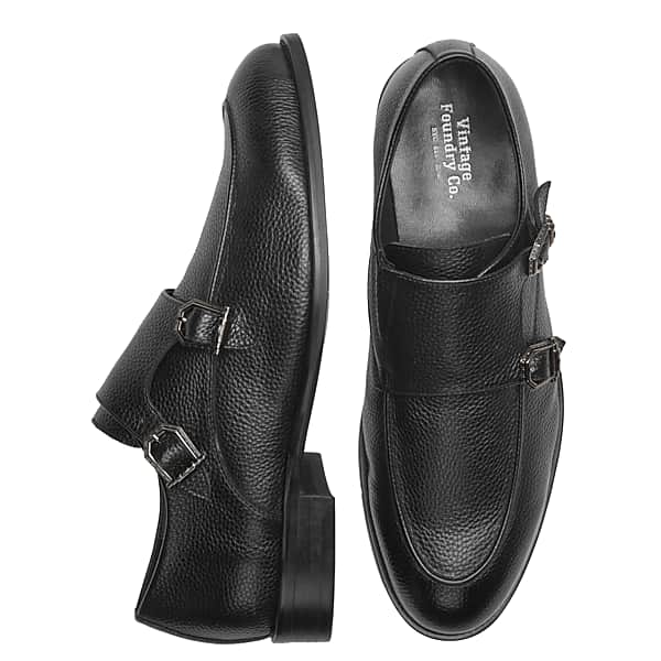 Vintage Foundry Men's Lawrence Leather Monk Strap Dress Shoes Black - Size: 12 D-Width TMW42UJ20402