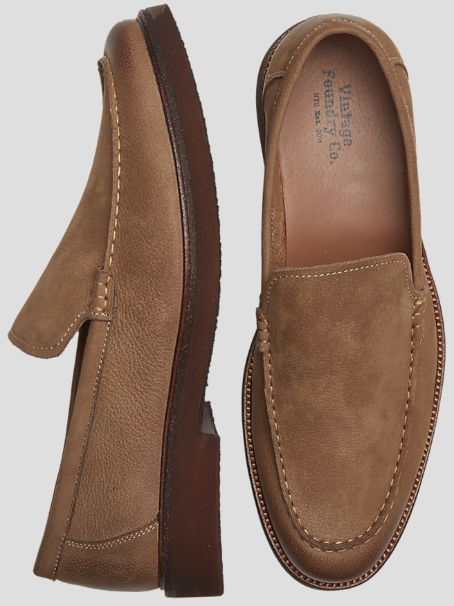 Vintage Foundry Men's Xander Leather Loafers , Taupe / Brown