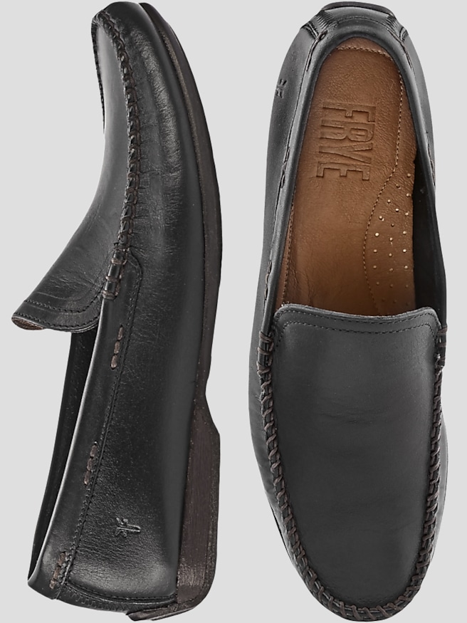 Frye Men's Lewis Leather Moc Toe Venetian Loafers , Black
