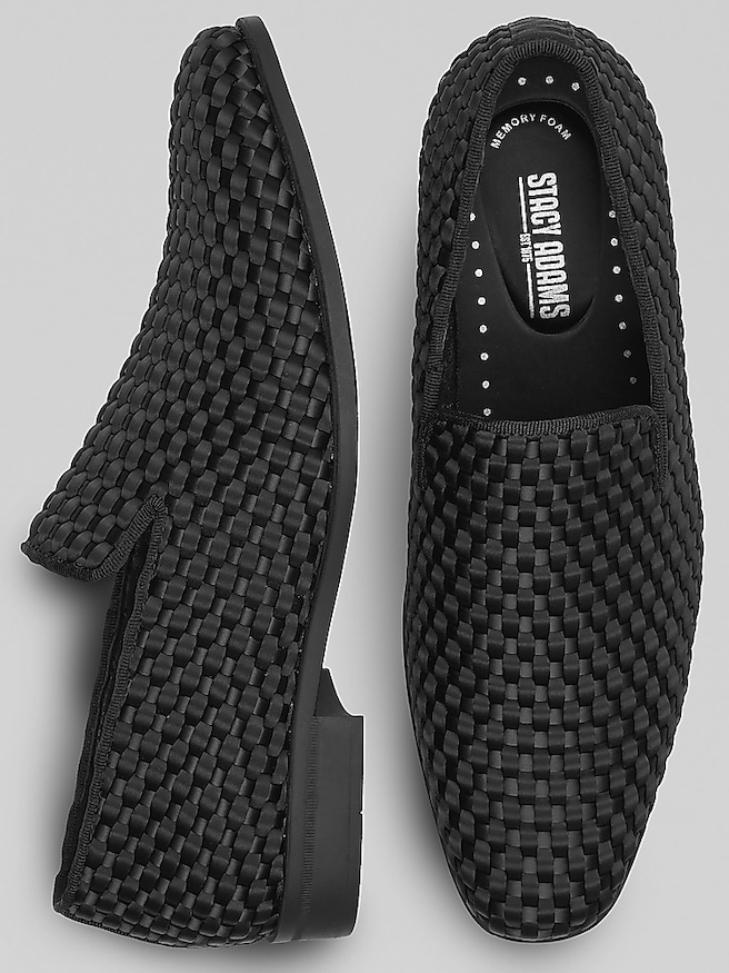 Stacy Adams Men's Swenson Weave Slip-On Smoking Loafers , Black