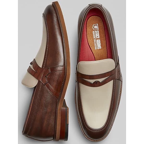 Stacy Adams Men's Prichard Moc Toe Penny Strap Loafers Brown/White - Size: 11 1/2 D-Width TMW42VT15415
