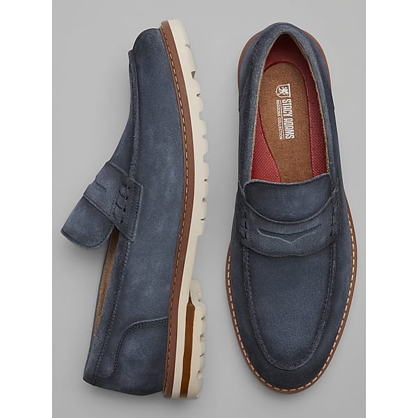 Stacy Adams Men's Hopkins Suede Moc Toe Penny Loafers Navy - Size: 10 D-Width TMW42VW00401