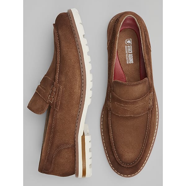 Stacy Adams Men's Hopkins Suede Moc Toe Penny Loafers Brown/White - Size: 10.5 D-Width TMW42VW05415