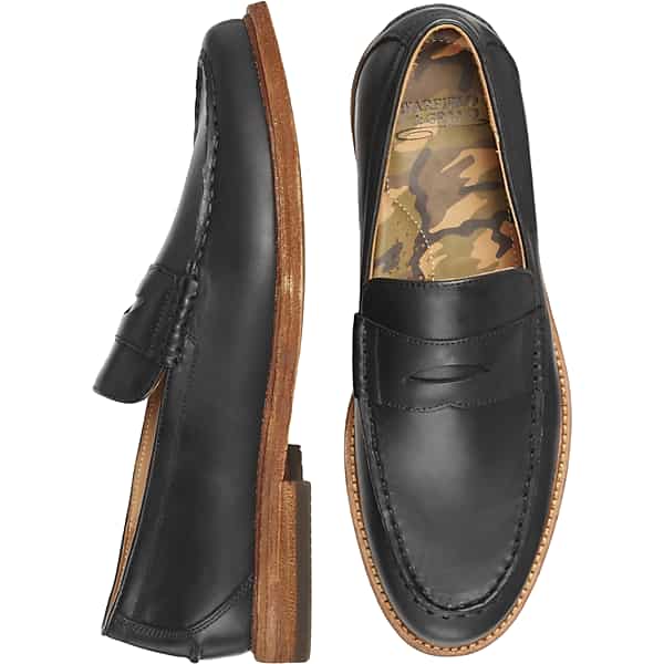 Warfield & Grand Men's Warfield & Amp; Grand Dillinger Leather Moc Toe Penny Loafers Black - Size: 13 D-Width TMW42WC30402