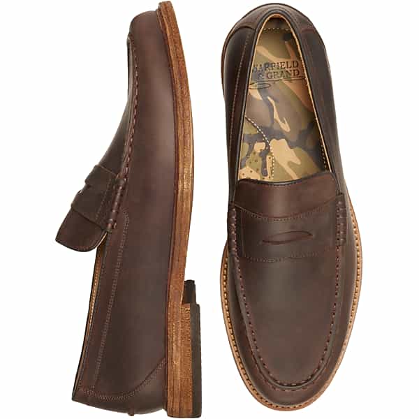 Warfield & Grand Men's Dillinger Leather Moc Toe Penny Loafers Brown - Size: 9 D-Width TMW42WC90403