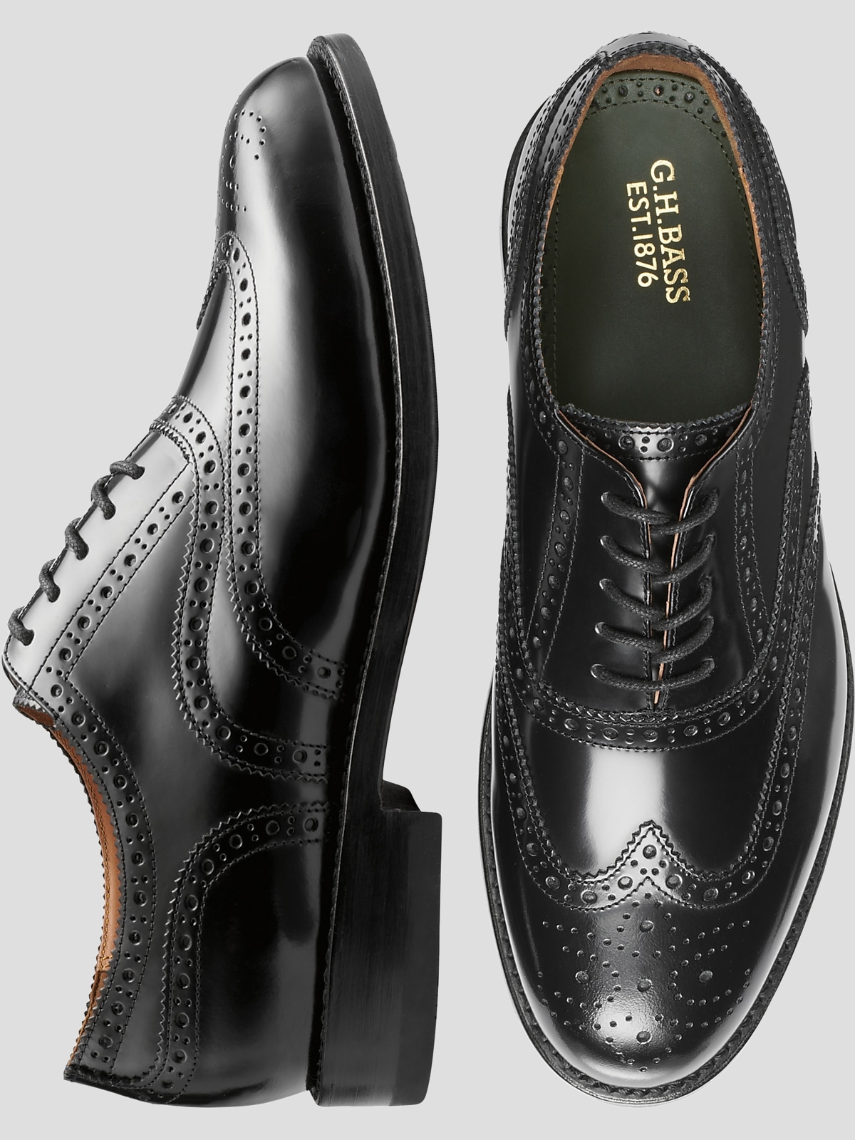 G.H.BASS Monogram Wingtip Oxfords Dress Shoes Men s Wearhouse