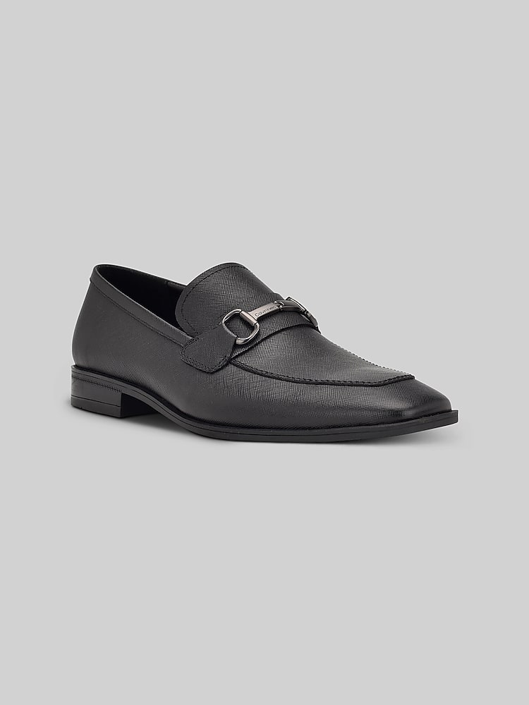 Calvin Klein Men\'s Dark Blue Leather Slip-On Loafers with Metal Bit Calvin Klein Blue Loafers Men main image 4