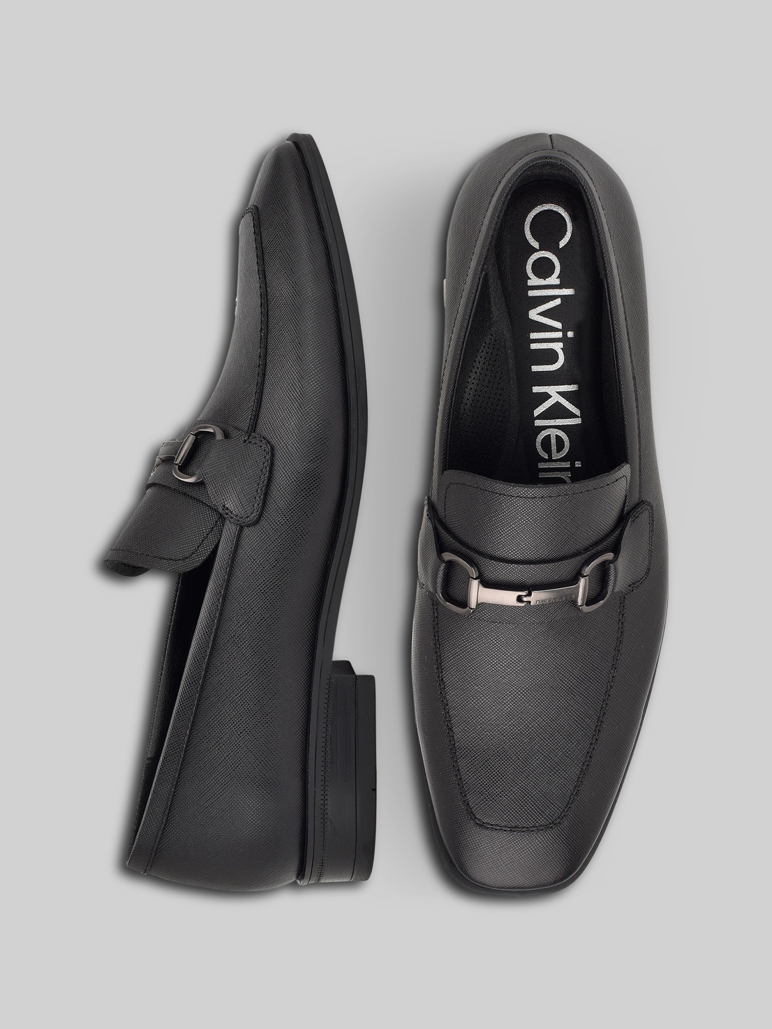 Calvin Klein Black Leather Loafers with Metal Buckle Amazon.com | Calvin Klein, Mens, Bind, Black, 8.5, M  main image 3