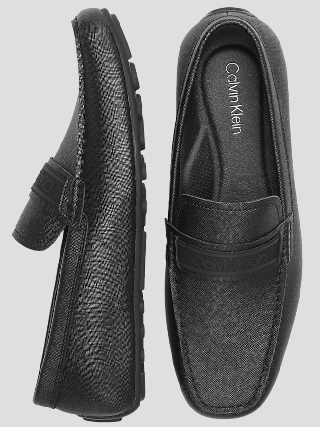 Calvin Klein Men's Oliver Logo Gross Grain Drivers , Black