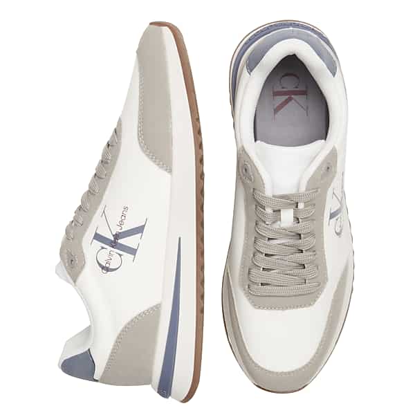 Calvin Klein Men's Phino Lace-up Sneakers Light Gray/White/Blue - Size: 10 D-Width TMW42XL00434