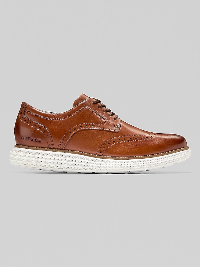 Cole Haan Men's OriginalGrand 2.0 Leather Wingtip Oxfords , Brit Tan / Optic White