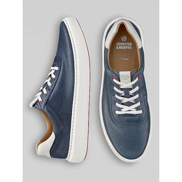 Johnston & Murphy Men's Johnston & Amp; Murphy Anders U-Throat Leather Lace-Up Sneakers Navy - Size: 12 D-Width TMW42ZD20401