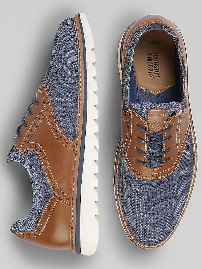 Johnston & Murphy Men's Braydon Knit Saddle Oxfords , Navy / Blue