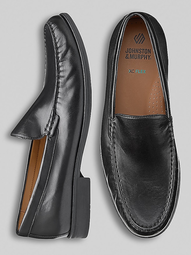 Johnston & Murphy Men's Harrison Venetian Glove Leather Slip-On Loafers , Black