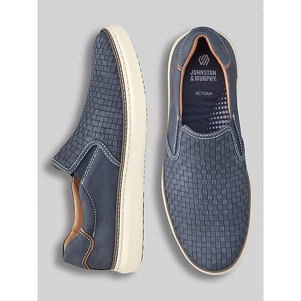 Johnston & Murphy Men's Johnston & Amp; Murphy McGuffey Woven Nubuck Leather Slip-Ons Navy - Size: 14 D-Width TMW42ZG40401