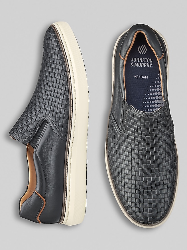 Johnston & Murphy Men's McGuffey Woven Nubuck Leather Slip-Ons , Black