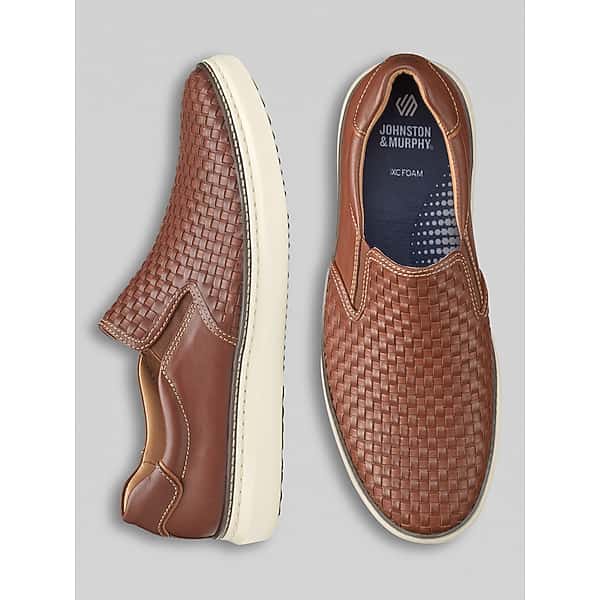 Johnston & Murphy Men's Johnston & Amp; Murphy McGuffey Woven Nubuck Leather Slip-Ons Tan - Size: 8 D-Width TMW42ZH80405