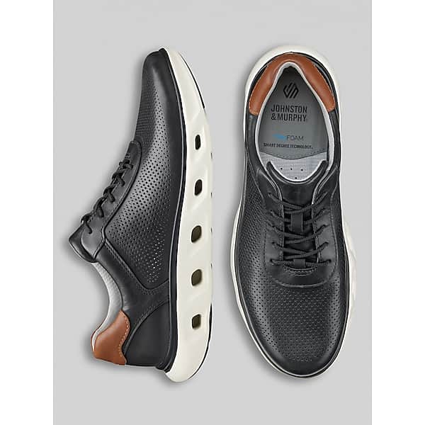 Johnston & Murphy Men's Johnston & Amp; Murphy Reactivate U-Throat Nubuck Leather Lace-Up Sneakers Black - Size: 10 D-Width TMW42ZJ00402