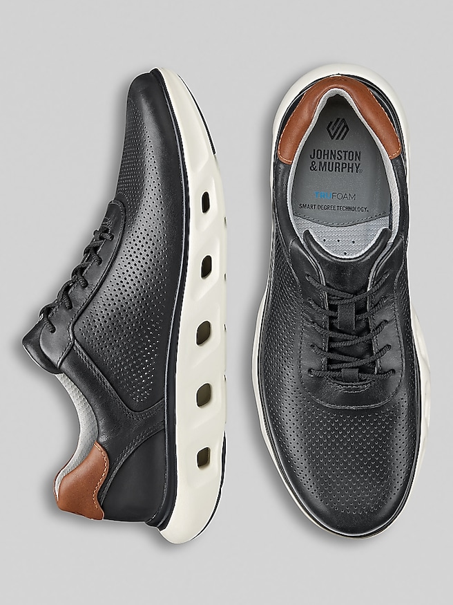 Johnston & Murphy Men's Reactivate U-Throat Nubuck Leather Lace-Up Sneakers , Black