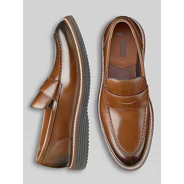 Johnston & Murphy Men's Upton Leather Penny Loafers Tan - Size: 9 D-Width TMW42ZL90405