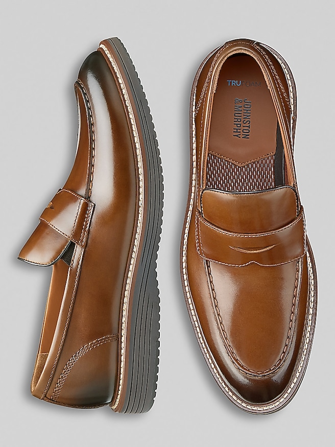 Johnston & Murphy Men's Upton Leather Penny Loafers , Tan