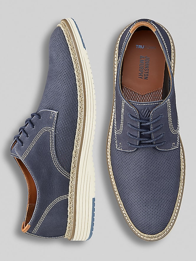 Johnston &Amp; Murphy Upton Nubuck Leather Perforated Plain Toe Oxfords