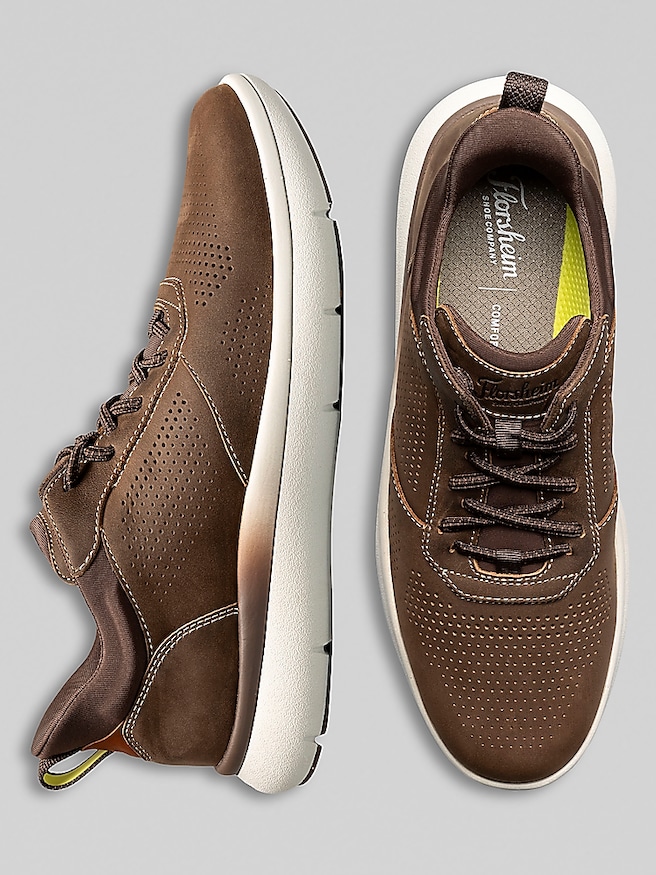 Florsheim Men's Fleet Perforated Toe Elastic Lace Sneaker , Brown Chocolate
