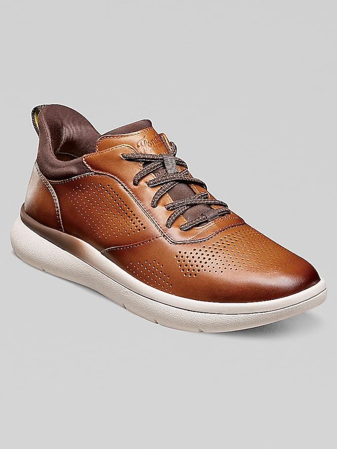 Florsheim Fleet Perforated Toe Elastic Lace Sneaker, Cognac - Image 2 of 8