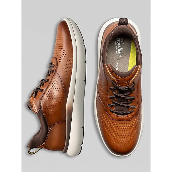 Florsheim Men's Fleet Perforated Toe Elastic Lace Sneaker Cognac - Size: 10.5 WIDE TMW42ZT05W05