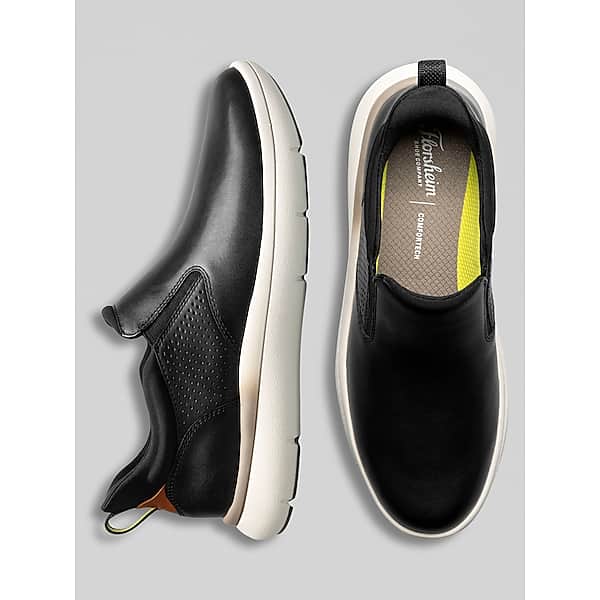 Florsheim Men's Fleet Plain Toe Slip-On Sneakers Black/White - Size: 8 WIDE TMW42ZV08W14