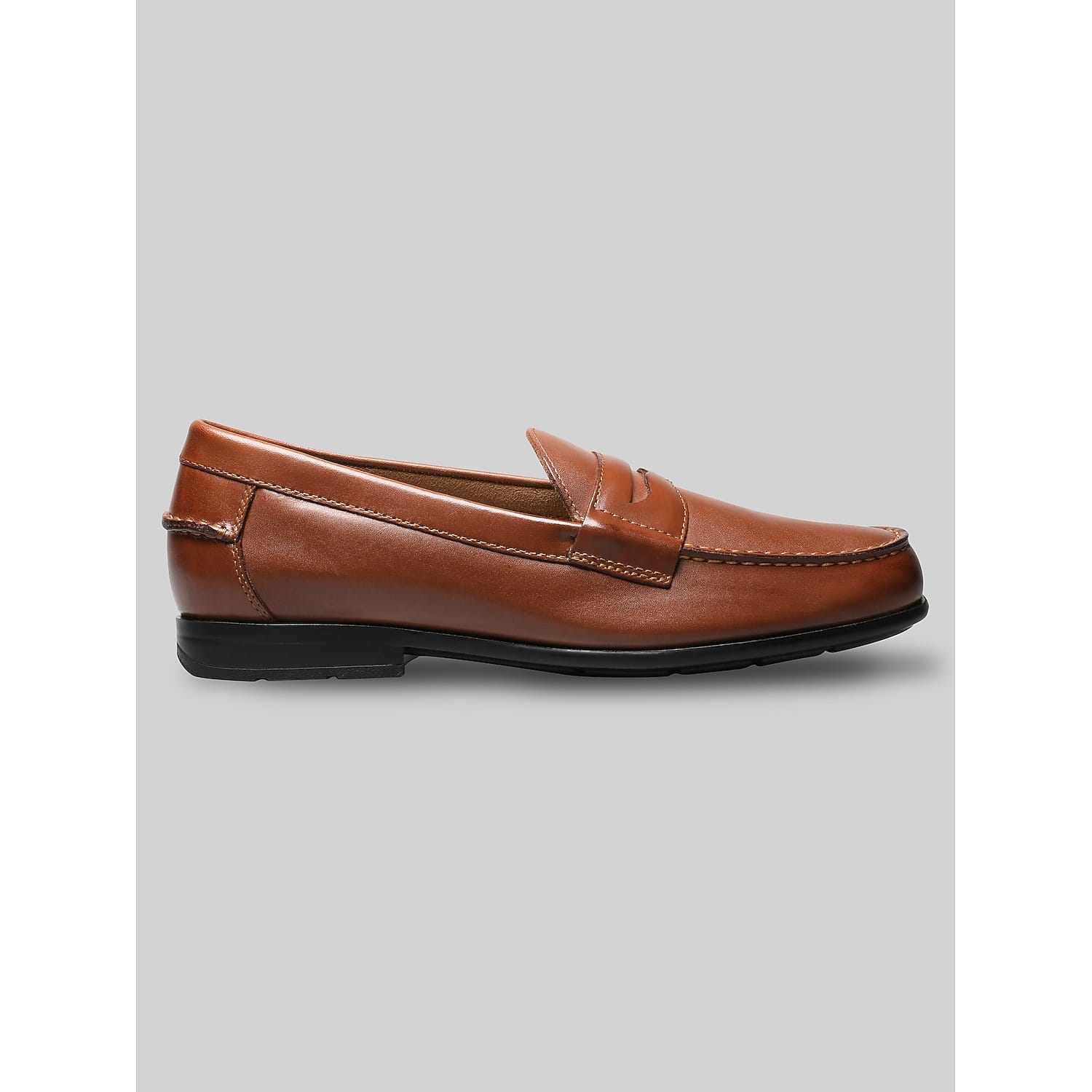 Nunn Bush Drexel Moc Toe Leather Penny Loafers in Cognac Tan – Men’s Slip-On Dress Shoe, Size 12 Wide