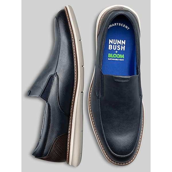 Nunn Bush Men's Chase Casual Moc Toe Slip-On Shoes Navy - Size: 12 WIDE TMW430U12W01