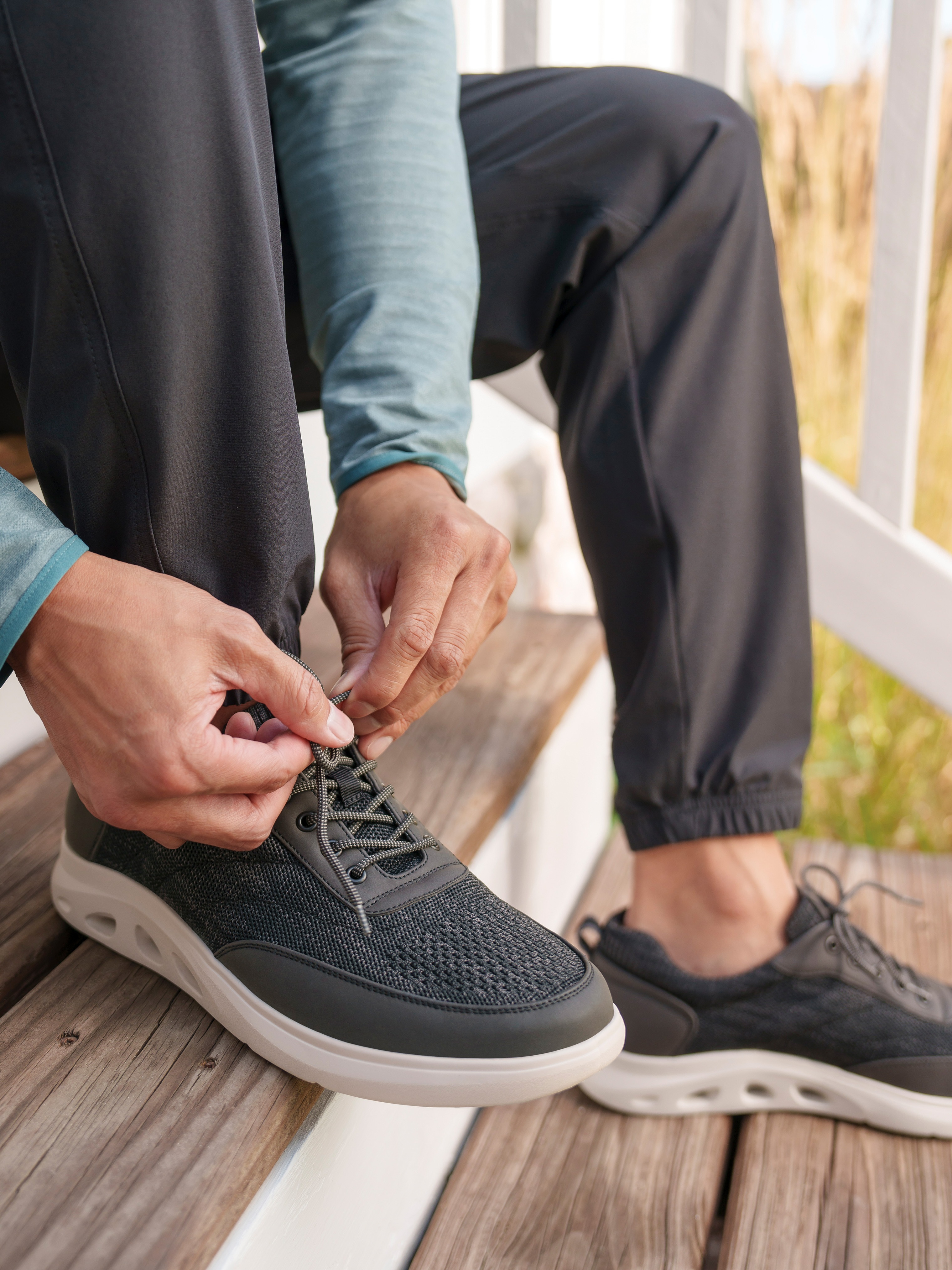 Ponte Knit Moc Toe U-Balance Lace-Up Sneakers