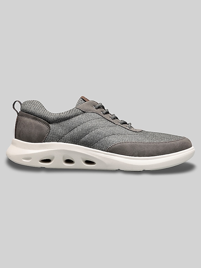 Nunn Bush Men's Ponte Knit Moc Toe U-Balance Lace-Up Sneakers , Gray