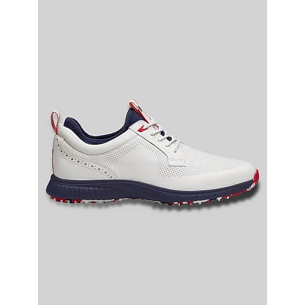 Johnston & Murphy Men's H-6 Luxe Hybrid Lace-Up Golf Sneaker White/Navy - Size: 12 D-Width