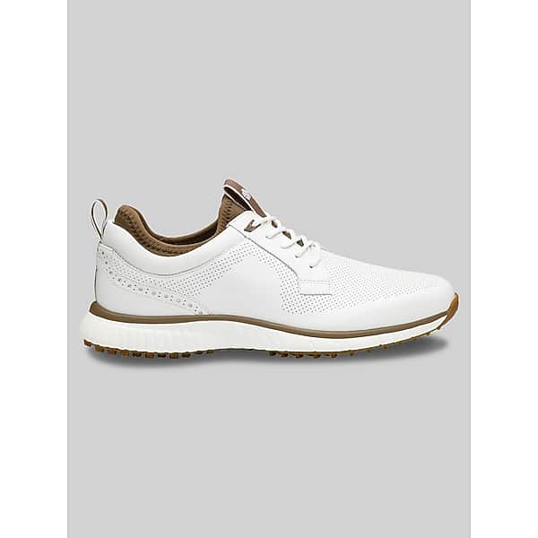 Johnston & Murphy Men's H-6 Luxe Hybrid Lace-Up Golf Sneaker White/Tan - Size: 10 1/2 D-Width