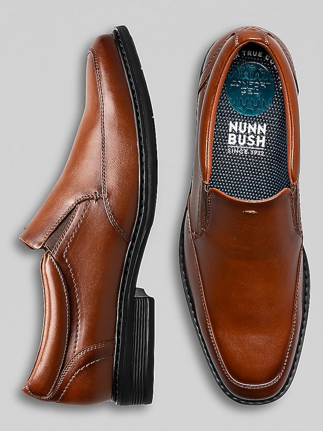 Nunn Bush Stark Leather Moc Toe Slip-On Shoes, Cognac - Image 4 of 8