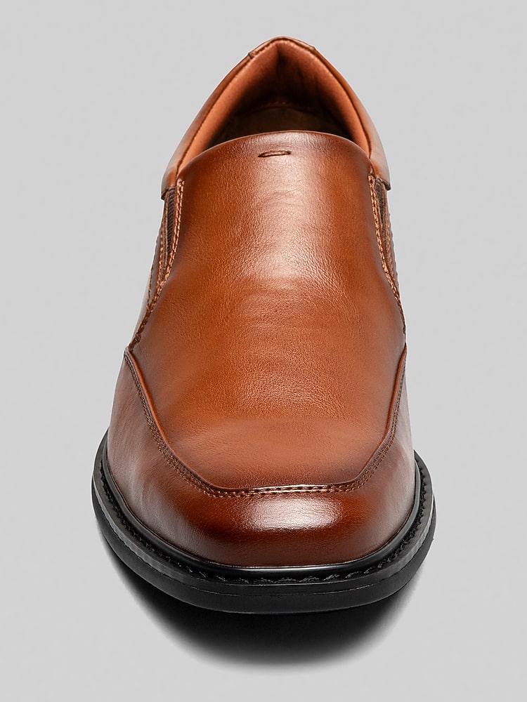 Nunn Bush Stark Leather Moc Toe Slip-On Shoes, Cognac - Tan - Size