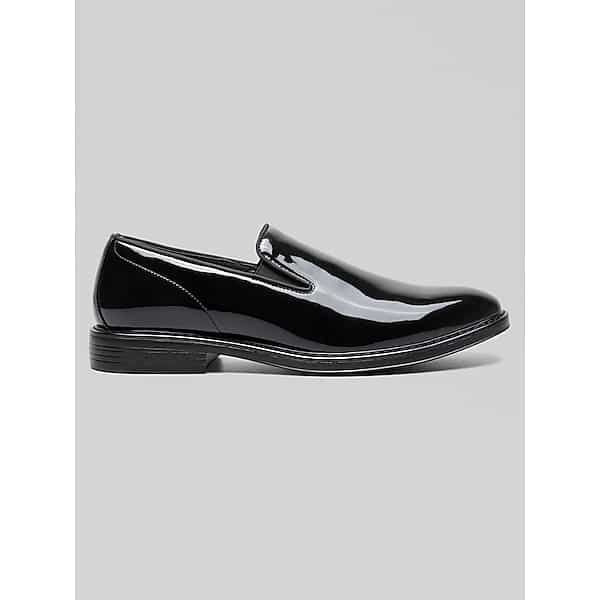Nunn Bush Men's Centro Formal Flex Plain Toe Slip-On Dress Shoes Black Patent - Size: 10.5 WIDE TMW431E05W10